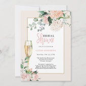エレガント赤面ピンクフローラアジサイブライダルシャワー 招待状 (正面)