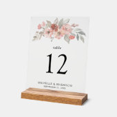 エレガント赤面ピンクフローラウォーター結婚カラー アクリルサイン (傾斜)