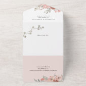 エレガント赤面ピンクフローラウォーター結婚カラー オールインワン招待状 (外側)