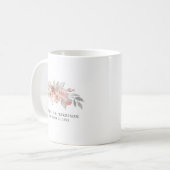 エレガント赤面ピンクフローラウォーター結婚カラー コーヒーマグカップ (正面左)
