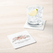 エレガント赤面ピンクフローラウォーター結婚カラー スクエアペーパーコースター (インサイチュ)