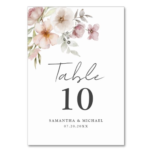 エレガント赤面ピンクフローラウォーター結婚カラー テーブルナンバー (正面)