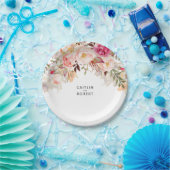 エレガント赤面ピンクフローラウォーター結婚カラー ペーパープレート (パーティー)