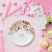 エレガント赤面ピンクフローラウォーター結婚カラー ペーパープレート (パーティー)