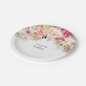 エレガント赤面ピンクフローラウォーター結婚カラー ペーパープレート (アングル)