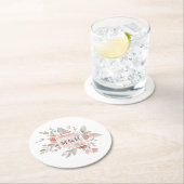 エレガント赤面ピンクフローラウォーター結婚カラー ラウンドペーパーコースター (インサイチュ)