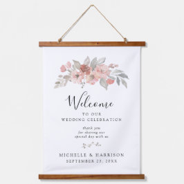 エレガント赤面ピンクフローラウォーター結婚カラー 吊り下げ型タペストリー