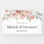 エレガント赤面ピンクフローラウォーター結婚カラー 横断幕 (横)