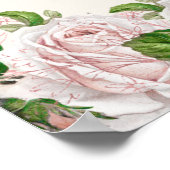 エレガント赤面ピンクフローラオン結婚クリーム ポスター (角)