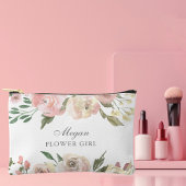 エレガント赤面ピンクフローラカスタムフラワーガール アクセサリーポーチ