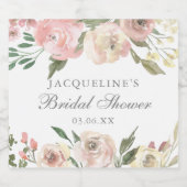 エレガント赤面ピンクフローラカスタムブライダルシャワー スパークリングワインラベル (シングルラベル)