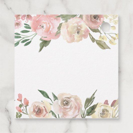 エレガント赤面ピンクフローラカスタムブライダルシャワー フェイバータグ (裏面)