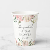 エレガント赤面ピンクフローラカスタムブライダルシャワー 紙コップ (裏面)