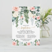 エレガント赤面ピンクフローラガーデンバプテユニークィス 招待状 (スタンド正面)