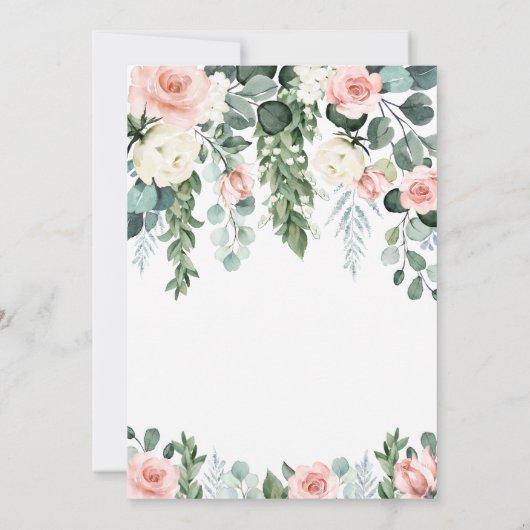 エレガント赤面ピンクフローラガーデンバプテユニークィス 招待状 (裏面)