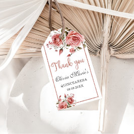 エレガント赤面ピンクフローラキンセアニェラ誕生日 ギフトタグ