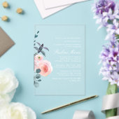 エレガント赤面ピンクフローラキンセアニラ アクリル招待状 (インサイチュ (ウェディング))