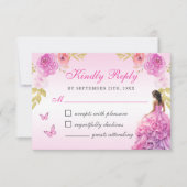 エレガント赤面ピンクフローラキンセアニラ 出欠カード (正面)