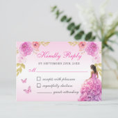 エレガント赤面ピンクフローラキンセアニラ 出欠カード (スタンド正面)
