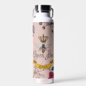 エレガント赤面ピンクフローラクイーンビーパーソナライズされた ウォーターボトル (正面)