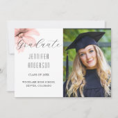 エレガント赤面ピンクフローラグラッド写真 案内状 (正面)