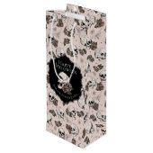 エレガント赤面ピンクフローラスカルハロウィーン ワインギフトバッグ (裏面アングル)