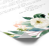 エレガント赤面ピンクフローラディナーメニュー記号 ポスター (角)