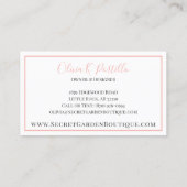 エレガント赤面ピンクフローラバラシモダンックシンプル 名刺 (裏面)