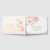 エレガント赤面ピンクフローラバラブライダルシャワー金ゴールド ゲストブック (全面)