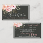 エレガント赤面ピンクフローラバラモダンソーシャルメディア 名刺 (正面/裏面)