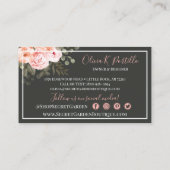 エレガント赤面ピンクフローラバラモダンソーシャルメディア 名刺 (裏面)