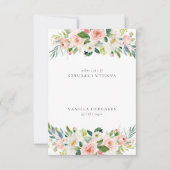 エレガント赤面ピンクフローラパーティービュッフェ食品ラベル 招待状 (正面)