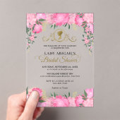 エレガント赤面ピンクフローラビクトリアンブライダルシャワー アクリル招待状 (インサイチュ (ポータブル))