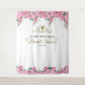 エレガント赤面ピンクフローラビクトリアンブライダルシャワー タペストリー (正面)