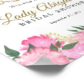 エレガント赤面ピンクフローラビクトリアンブライダルシャワー ポスター (角)