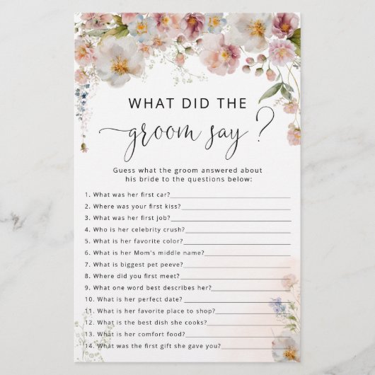 エレガント赤面ピンクフローラブライダルシャワーゲーム (正面)