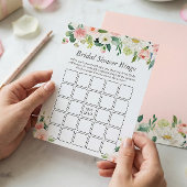 エレガント赤面ピンクフローラブライダルシャワービンゴゲーム チラシ