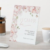 エレガント赤面ピンクフローラブライダルシャワーフラワーバー 台座サイン (インサイチュ)