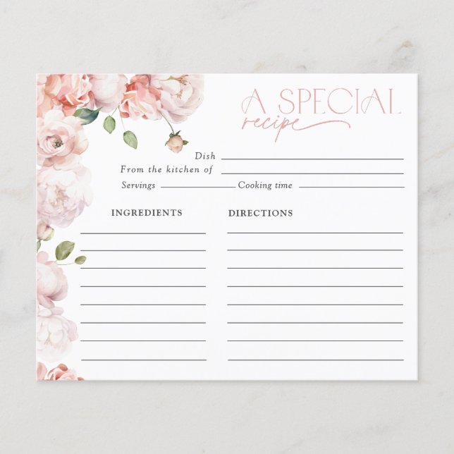 エレガント赤面ピンクフローラブライダルシャワーレシピ (正面)