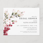 エレガント赤面ピンクフローラブライダルシャワー インビテーションポストカード (正面)