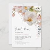 エレガント赤面ピンクフローラブライダルシャワー 招待状 (正面)