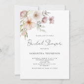 エレガント赤面ピンクフローラブライダルシャワー 招待状 (正面)