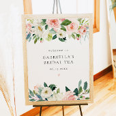 エレガント赤面ピンクフローラブライダルティーウェルカム ポスター