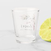 エレガント赤面ピンクフローラブライダルパーティ ショットグラス (裏面)