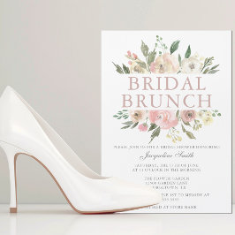 エレガント赤面ピンクフローラブライダルブランチシャワー マグネット招待状