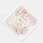 エレガント赤面ピンクフローラベビーシャワー紙ナプキン (コーナー)