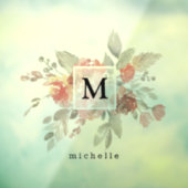 エレガント赤面ピンクフローラモノグラム ウィンドウサイン (シート3)