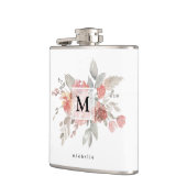エレガント赤面ピンクフローラモノグラム フラスク (左)