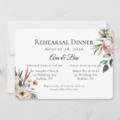 エレガント赤面ピンクフローラリハーサルディナー 招待状 (正面)