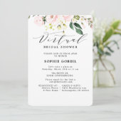エレガント赤面ピンクフローラ仮想ブライダルシャワー 招待状 (スタンド正面)